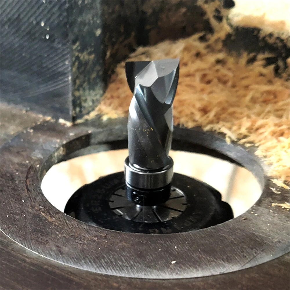 12.7*25.4*67MM Carbide Lower Bearing Spiral Trimming CNC Router Bit End Mill 1/4" 6.35mm Shank for Woodworking — view 4