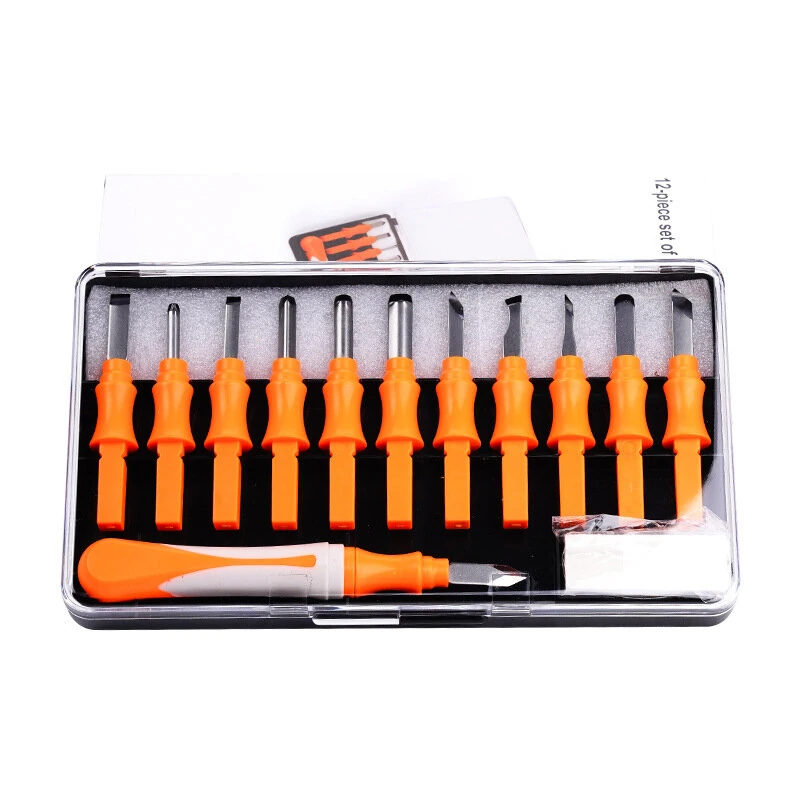 12 Pcs Portable Wood Carving Knife Kit with Whetstone Interchangeable Blades for Paper Cutting Fruit Carving Scrapbook Making Woodworking DIY — image 1
