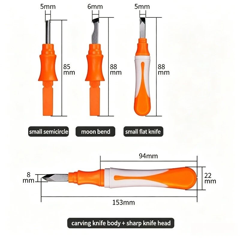 12 Pcs Portable Wood Carving Knife Kit with Whetstone Interchangeable Blades for Paper Cutting Fruit Carving Scrapbook Making Woodworking DIY — view 7