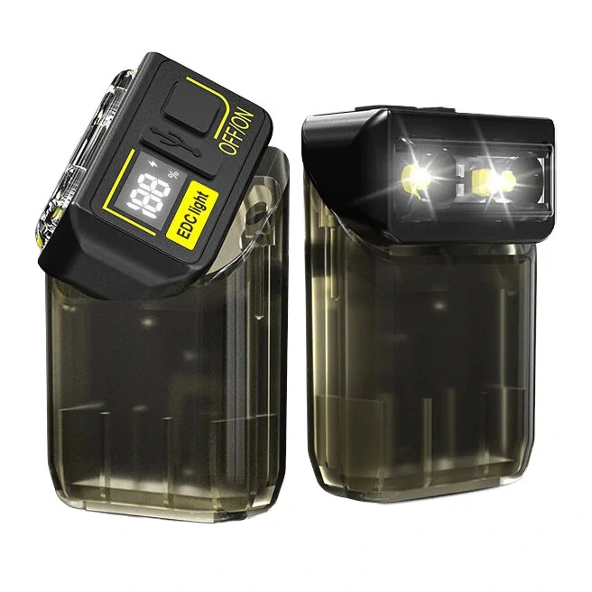 1200MAh EDC Keychain Type-C Fast Charging 81g Digital Power Display Rechargeable Cap Lights Clip On Hat Mini Torch 180° Rotation Flashlight Tactical LED Searchlight for Running,Camping,Cycling — Pricio