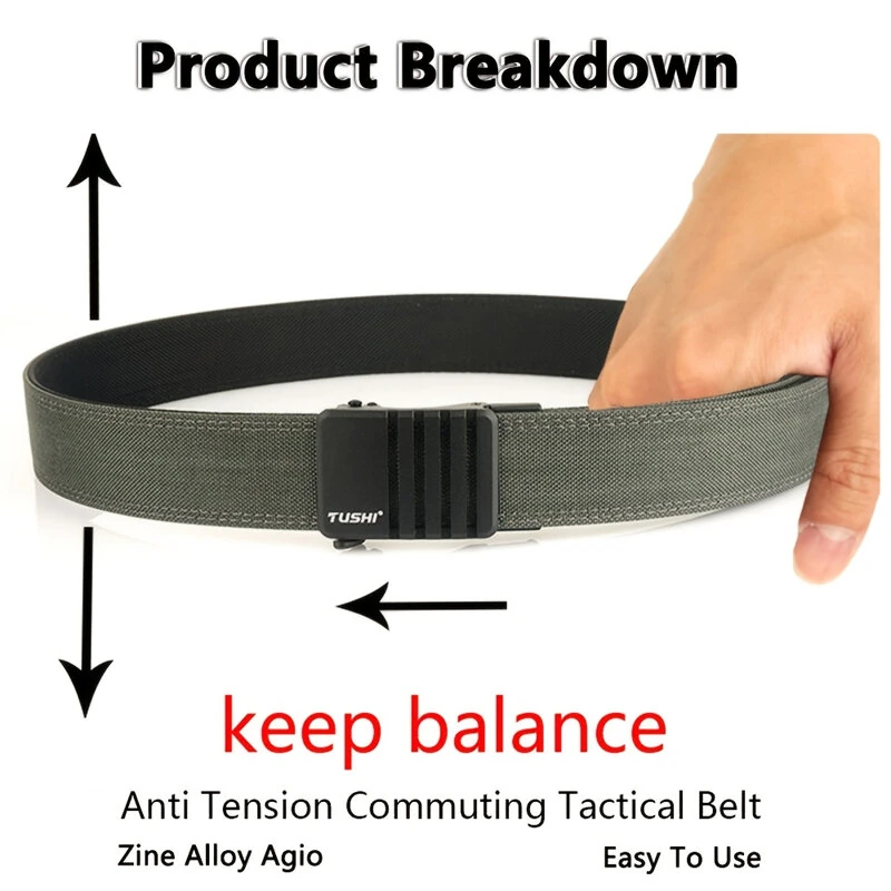 120cm Men's Tactical Nylon Waist Belt with Quick Release Auto Alloy Buckle Comfy Wearable Pant Waistband for Outdoor Training Daily — view 2