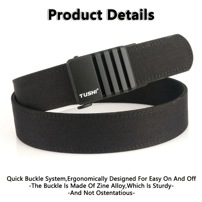 120cm Men's Tactical Nylon Waist Belt with Quick Release Auto Alloy Buckle Comfy Wearable Pant Waistband for Outdoor Training Daily — view 5