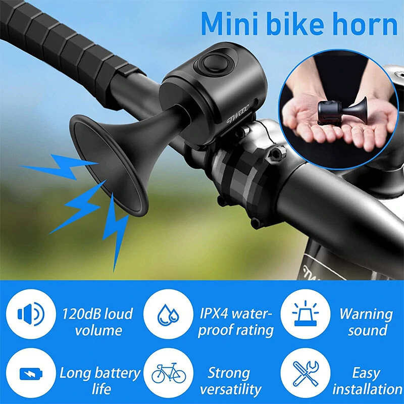 120dB Loud Bike Horn Bell Long Battery Waterproof Handlebar Visibility Easy Installation Alarm Warning Bicycle Bell — view 2