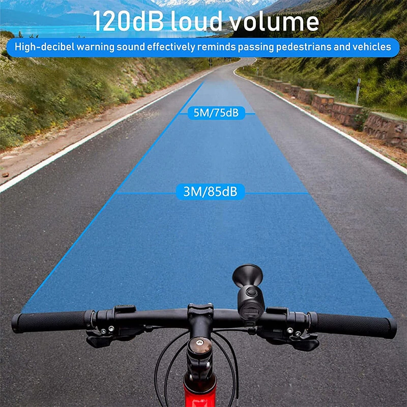 120dB Loud Bike Horn Bell Long Battery Waterproof Handlebar Visibility Easy Installation Alarm Warning Bicycle Bell — view 3
