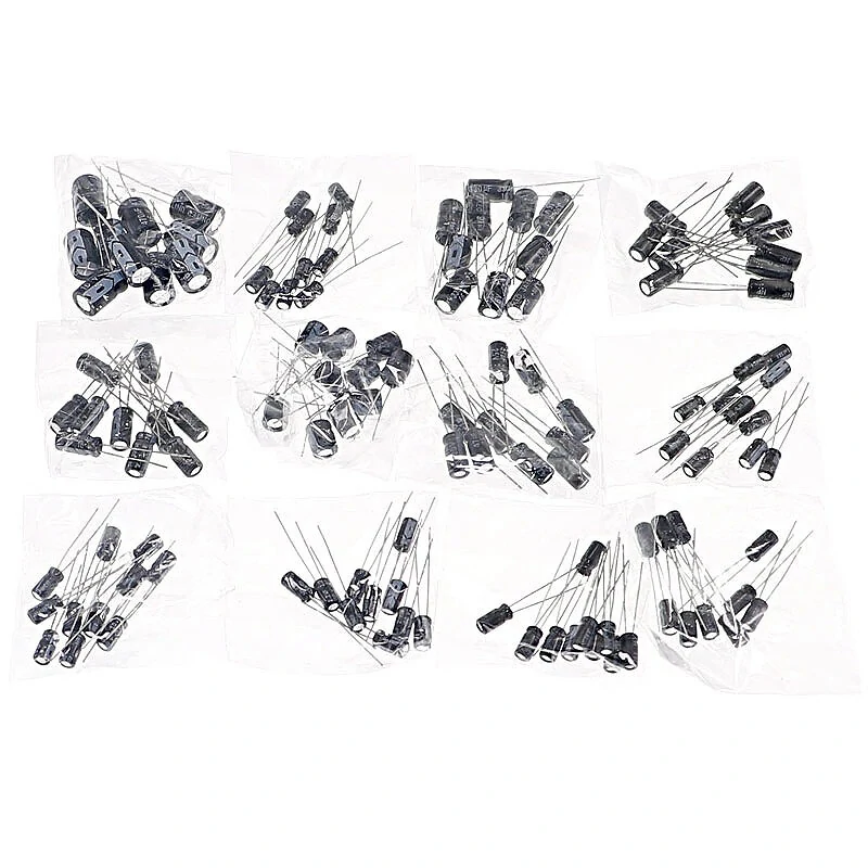 120PCS 12 Values 0.22UF-470UF In-line Electrolytic Capacitor Assortment Kit — view 3