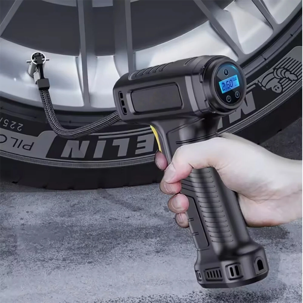 120W Smart Car Electric Tire Inflator Pump Car Handheld Intelligent Digital Display Household Car Electric Portable Tire Air Pump — view 2