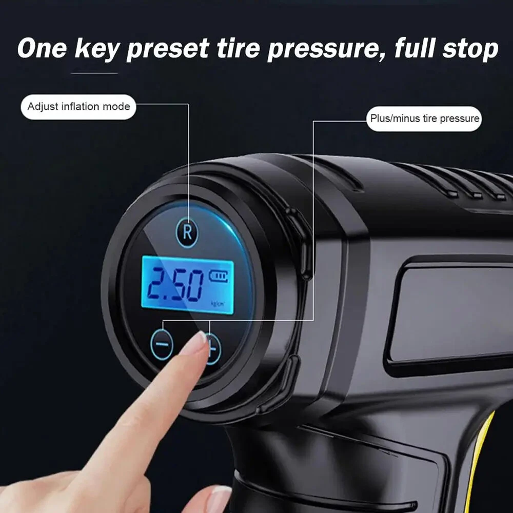 120W Smart Car Electric Tire Inflator Pump Car Handheld Intelligent Digital Display Household Car Electric Portable Tire Air Pump — view 5