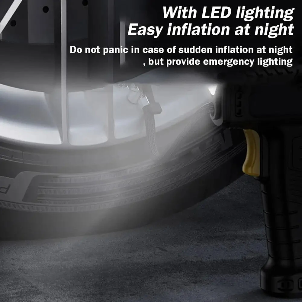 120W Smart Car Electric Tire Inflator Pump Car Handheld Intelligent Digital Display Household Car Electric Portable Tire Air Pump — view 6
