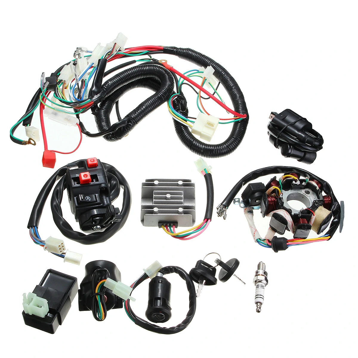 125cc 150cc 200cc 250cc Quad Electric CDI Coil Wire Harness Stator Assembly Wiring Set — view 11