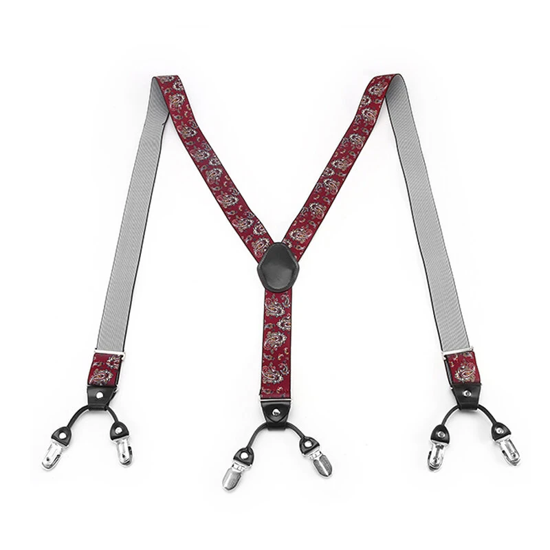 125CM Men's Fashion Suspenders Adjustable Strappy Y-Back, Business Print High Elastic Suspenders with 6 Clips — view 6