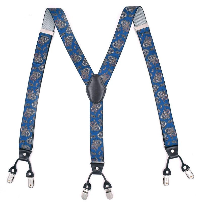 125CM Men's Fashion Suspenders Adjustable Strappy Y-Back, Business Print High Elastic Suspenders with 6 Clips — view 7