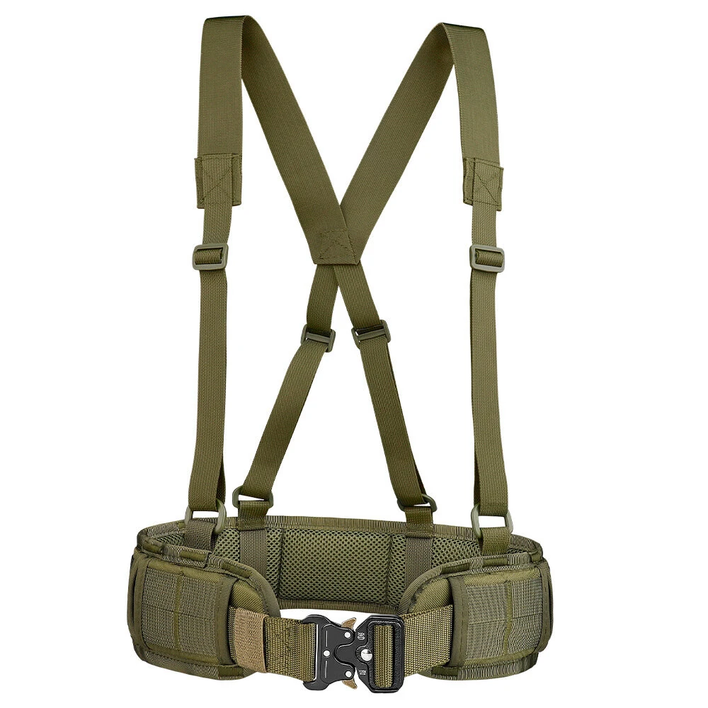 125cm Men's Nylon Tactical Belt Adjustable Suspender Outdoor Training Combat Hunting Waistband Set — image 1