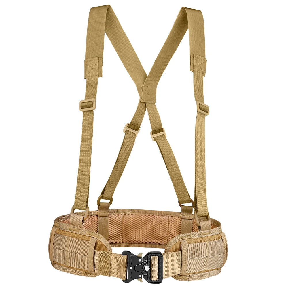 125cm Men's Nylon Tactical Belt Adjustable Suspender Outdoor Training Combat Hunting Waistband Set — view 3