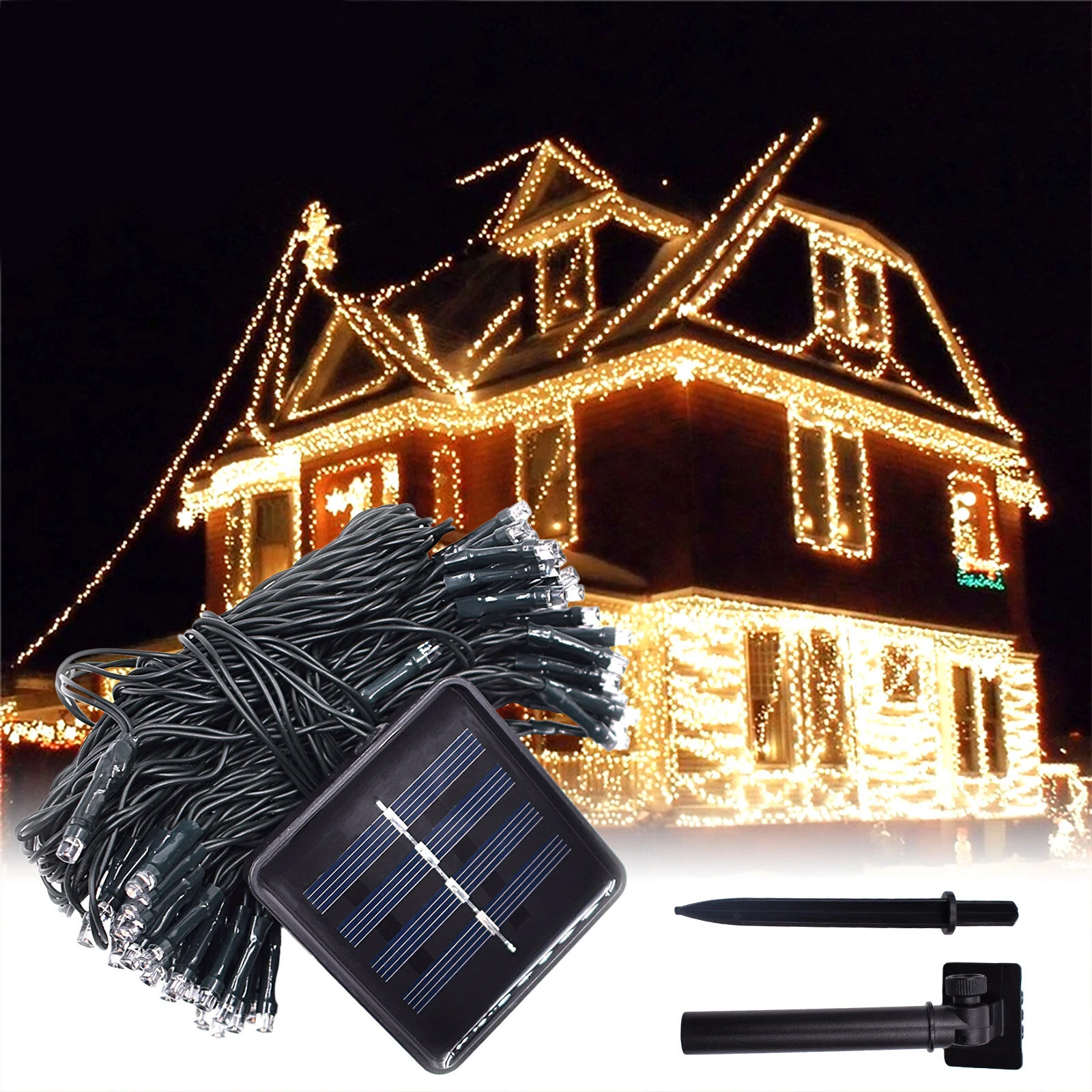 12M 100LED Solar Powered Fairy String Light Christmas Holiday Party Outdoor Gard — Pricio