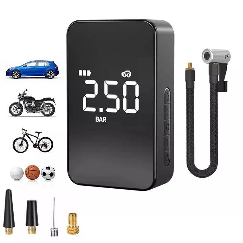 12V 140PSI 6000mAh Wireless Mini Car Tyre Electric Portable Air Pump Digital Tire Inflator / Pressure Measurement / Emergency Light / Phone power bank — Pricio