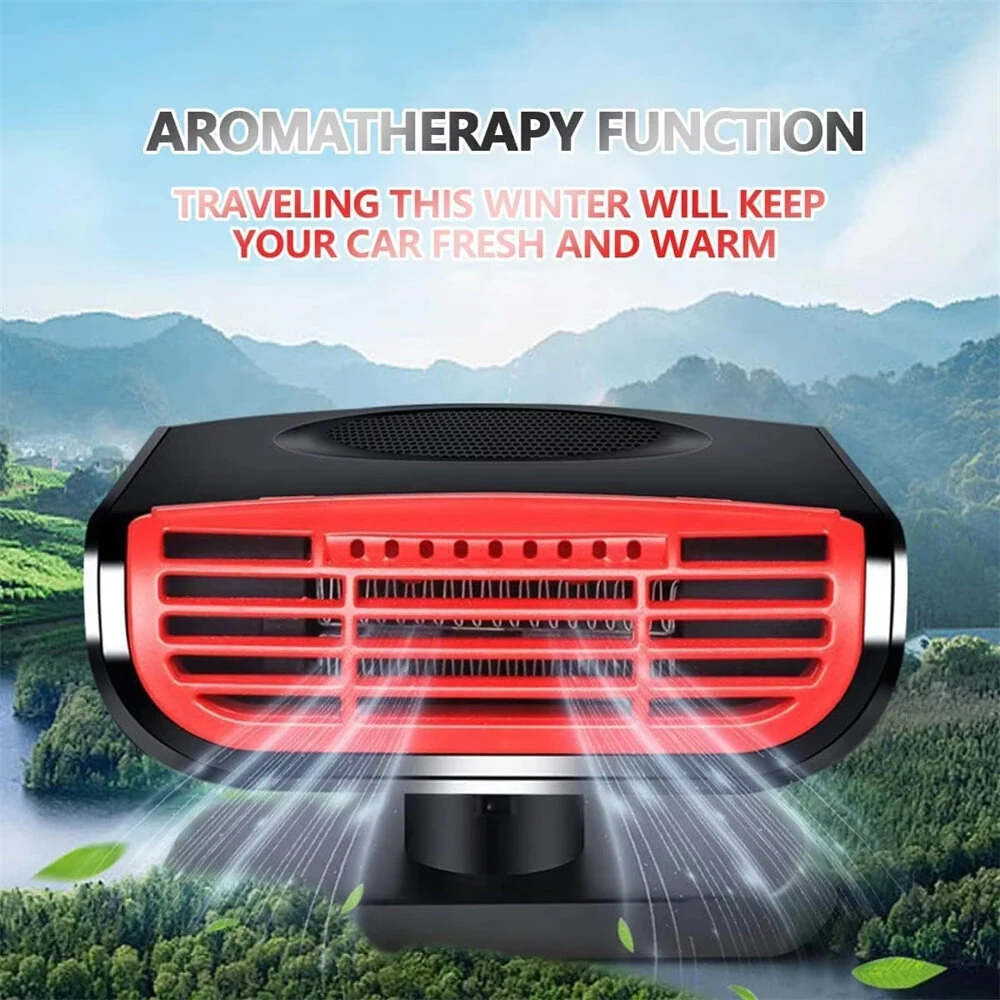 12V 150W Portable Car Heater Cooling Heating Defrost Defog Aromatherapy Function 180 Degree Rotation Fast Heat for Sedan SUV Truck Van MPV Mini Car — view 3