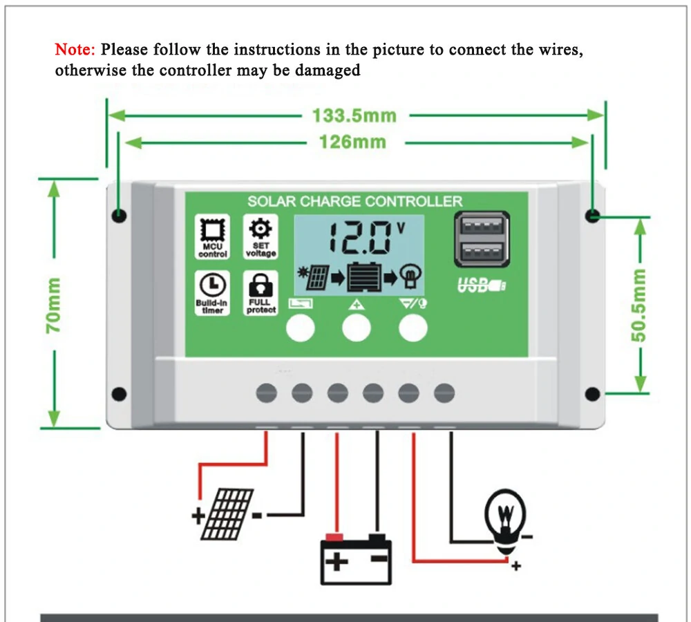 12V 24A 10A 20A 60A PWM Solar Charge Controller LCD Display Support 3 Kinds Battery Type — view 4