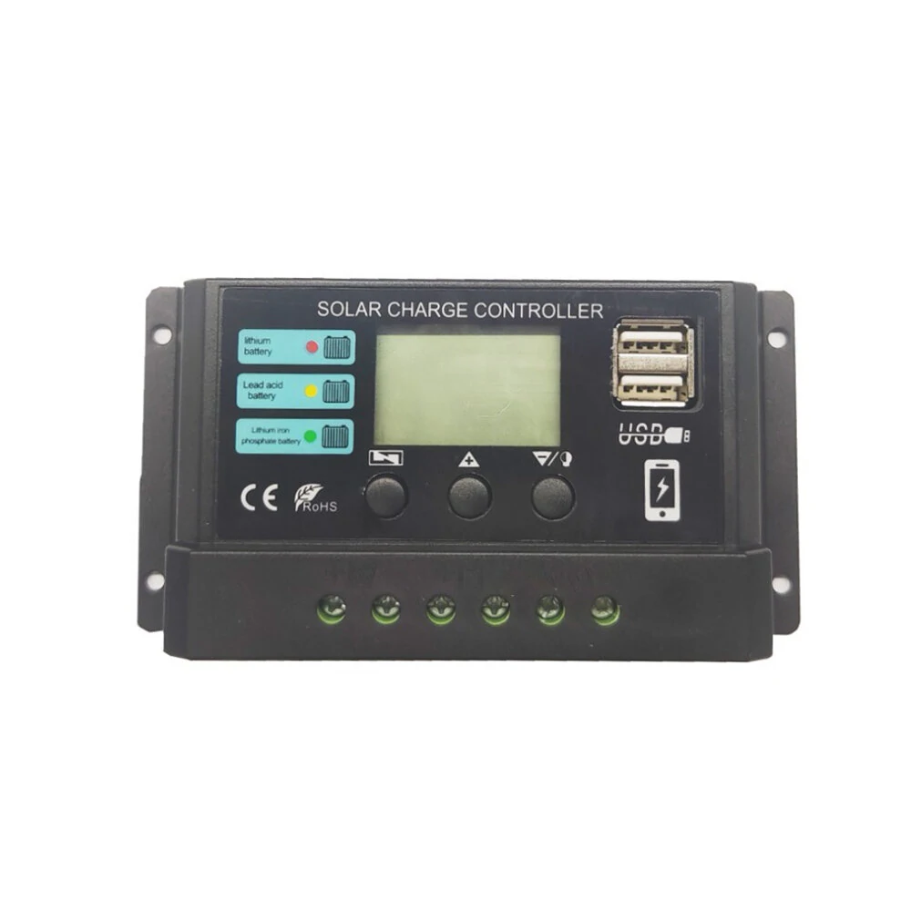 12V 24V 10A 20A 30A 40A 50A PWM Solar Charge Controller LCD Display — image 1