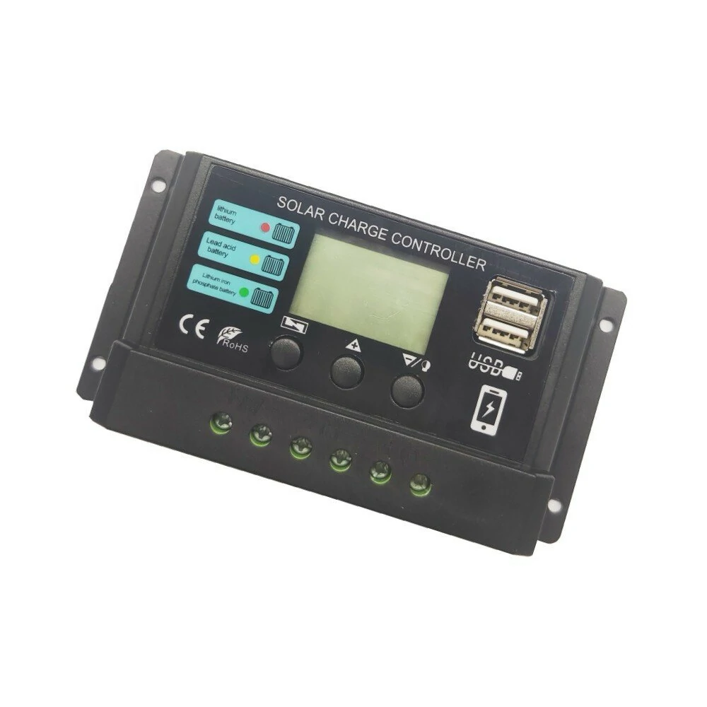 12V 24V 10A 20A 30A 40A 50A PWM Solar Charge Controller LCD Display — view 2