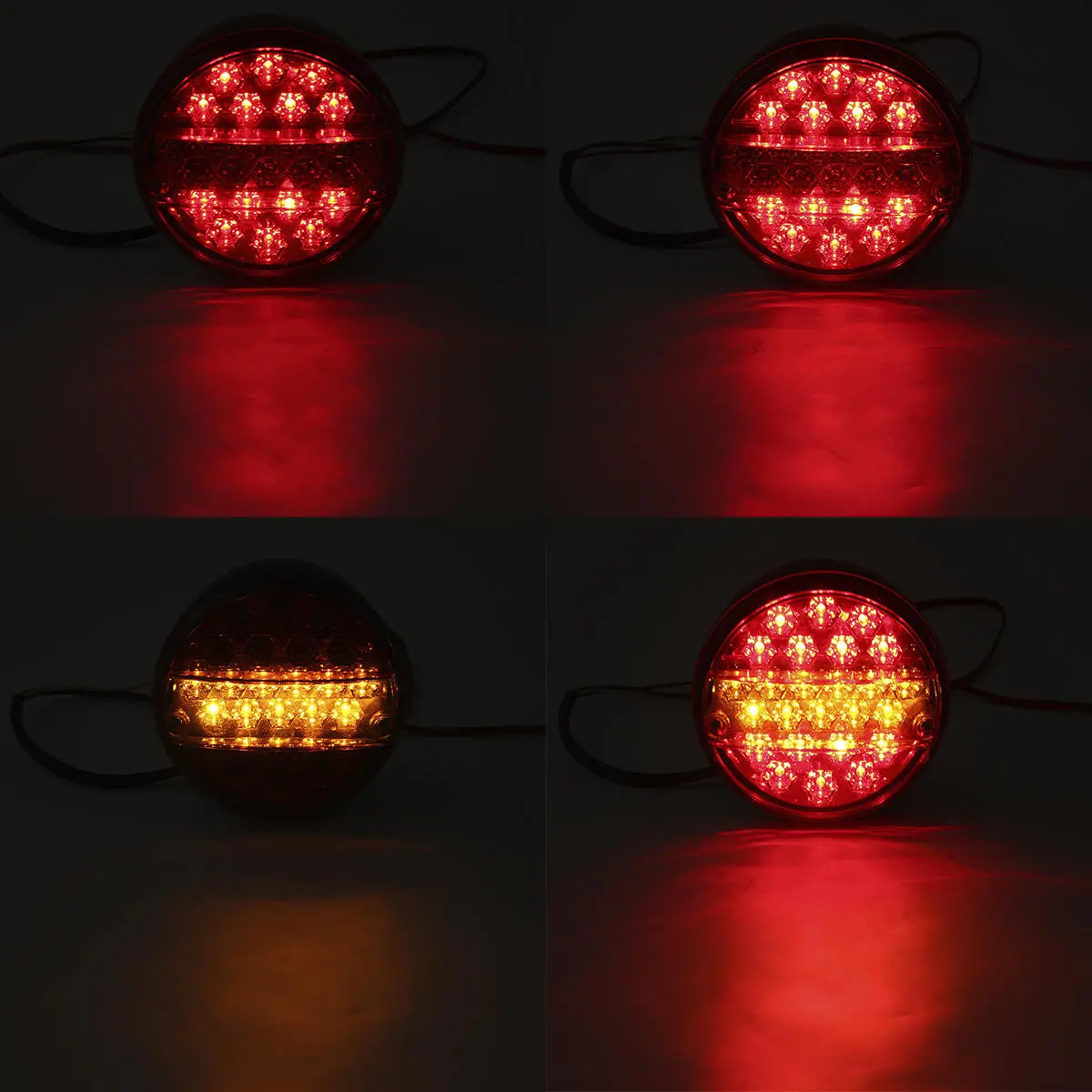12V/24V 20LED Hamburger Rear Tail Stop Indicator Lights Round For Trailer Truck — view 7