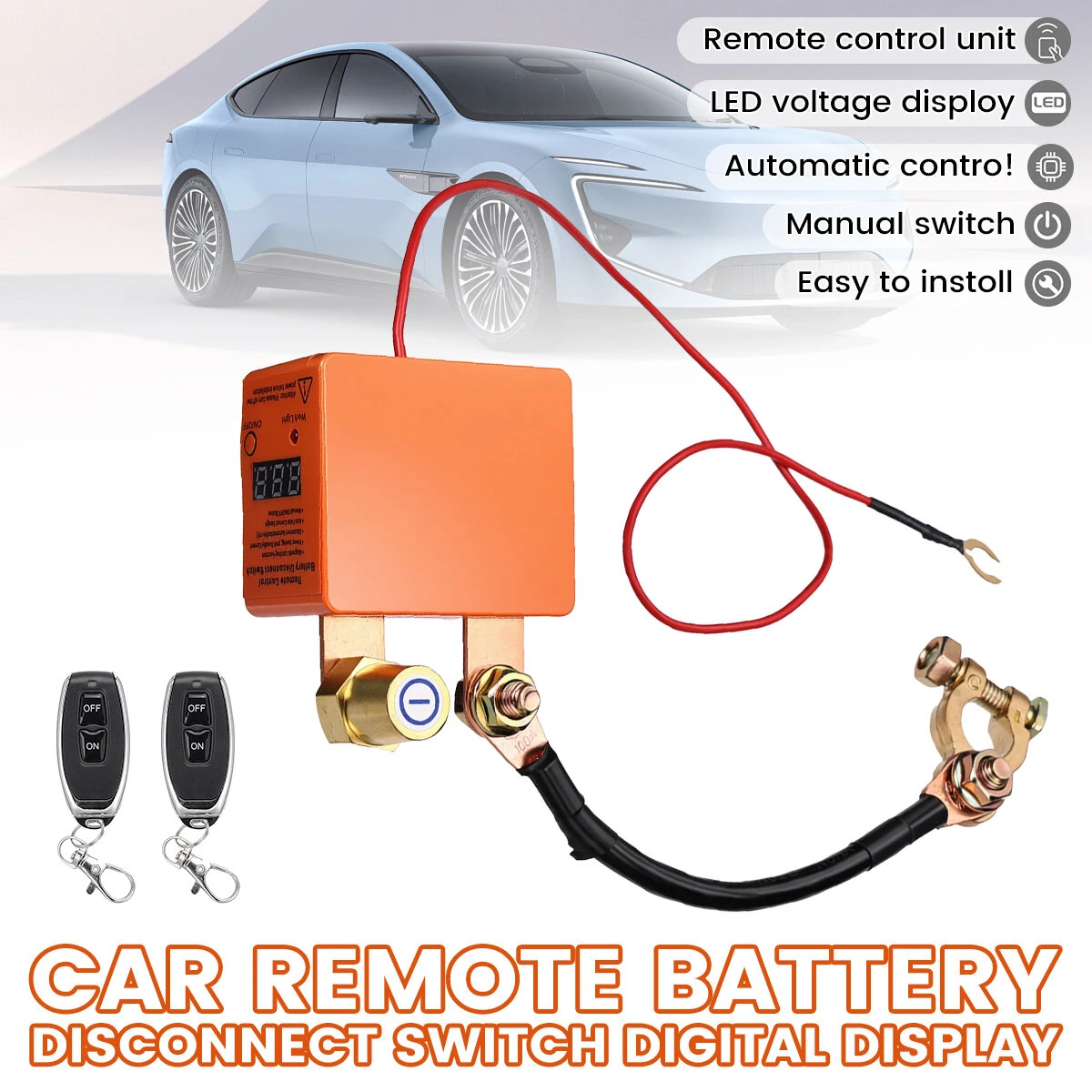 12V 24V 240A Wireless Remote Battery Disconnect Switch Automatic Cut-Off Low Power Consumption LED Voltage Display Manual Control Car Battery Isolator Anti Short Circuit Protection — view 2