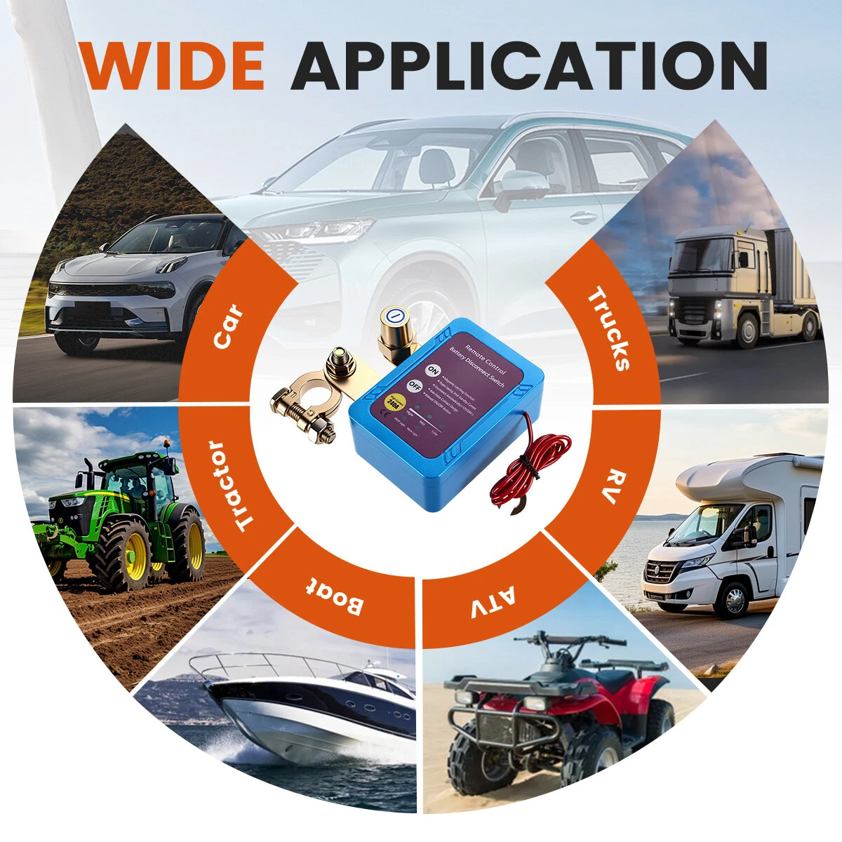 12V 24V 240A Wireless Remote Battery Disconnect Switch Automatic Cut-Off Low Power Consumption LED Voltage Display Manual Control Car Battery Isolator Anti Short Circuit Protection — view 4
