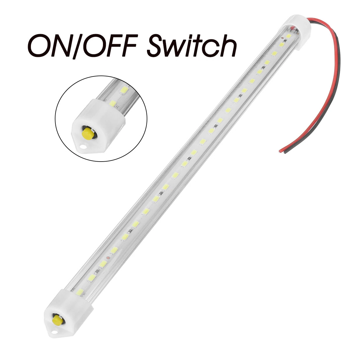 12V/24V 30cm 24LED 5W Car Interior Light Strip Bar with ON/OFF Switch for Van Bus Caravan Truck — view 3