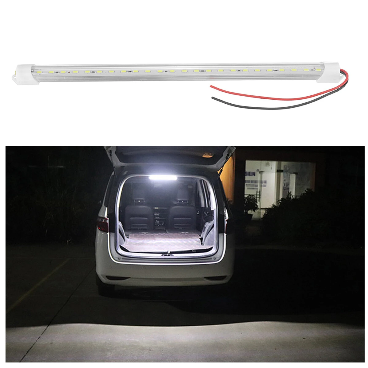 12V/24V 30cm 24LED 5W Car Interior Light Strip Bar with ON/OFF Switch for Van Bus Caravan Truck — view 8