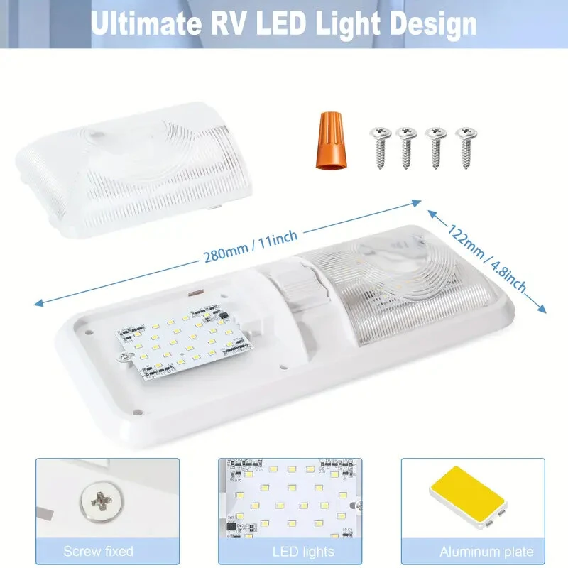 12V 7.5W LED RV Light Camping Light RV LED Light Interior Lamp Ceiling Dome Light with Switch for RV Camper Trailer Boat Car — view 10