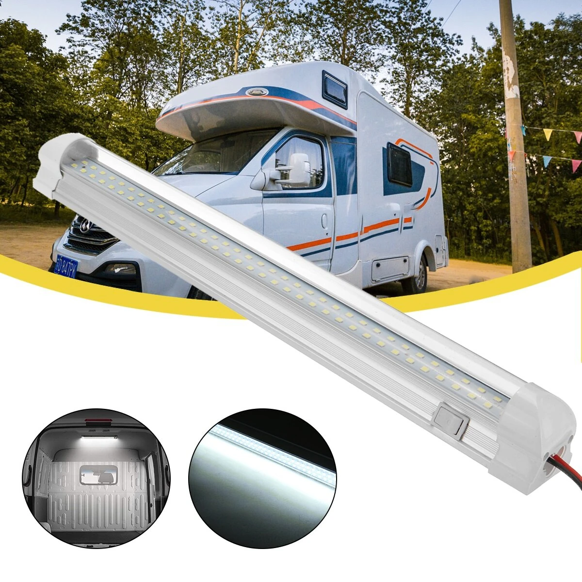 12V-85V 72 LED Car Interior Light Strip Bar Van Bus Caravan Truck ON/OFF Switch — image 1