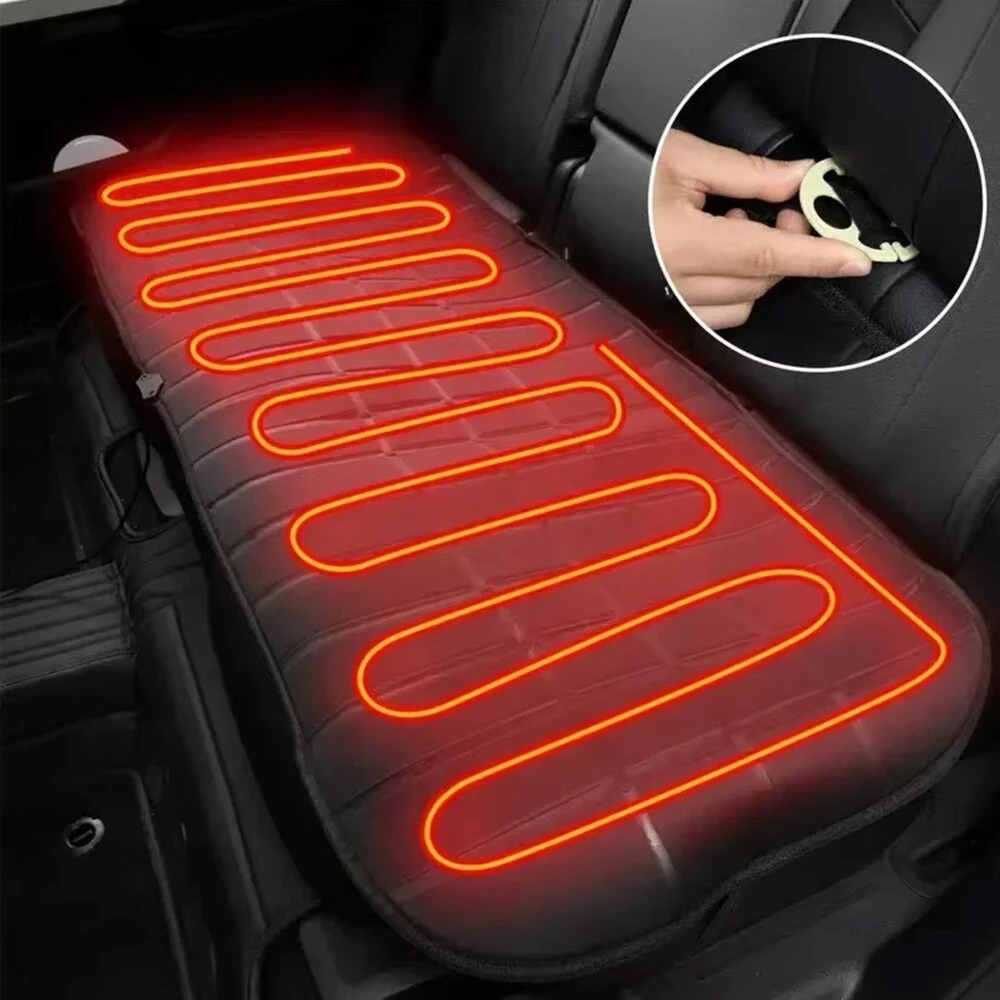 12V Auto Heated Car Seat Cover Rear Seat Heated Cushion Heating Warmer Cushions Auto Heating Seat Mat Electric Heating Pad — image 1