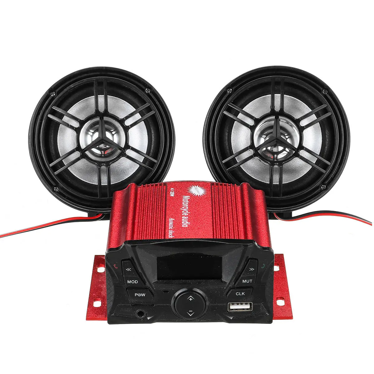 12V bluetooth Motorcycle Audio Speaker Sound System Alarm MP3 player FM Radio — view 2
