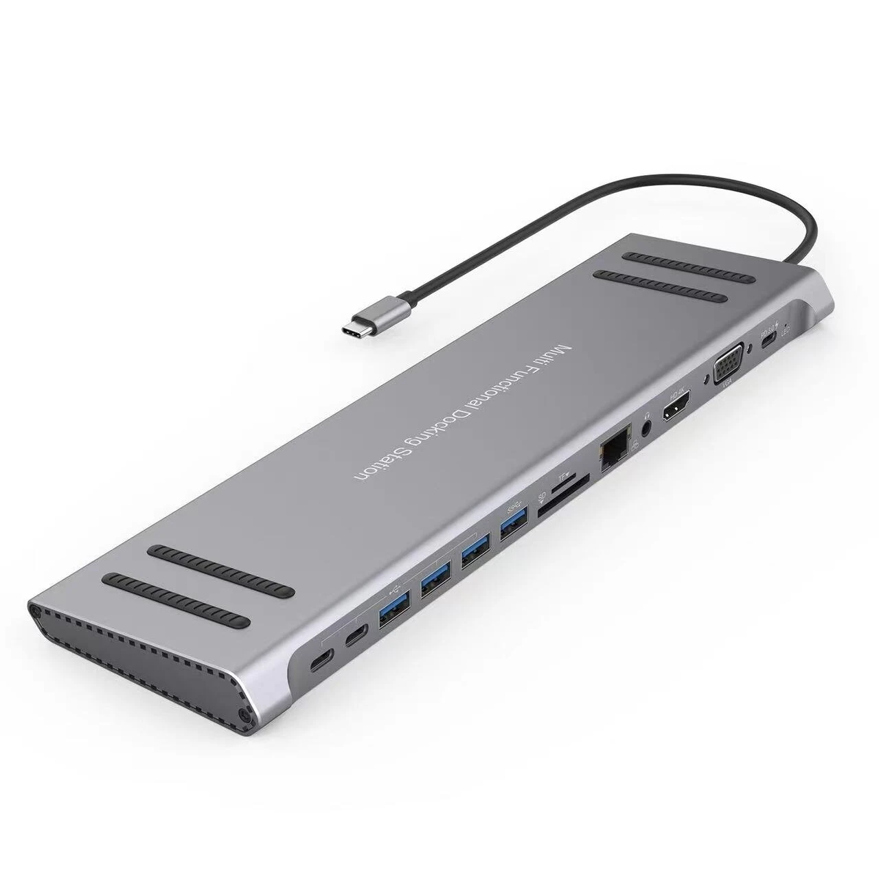 13 in 1 USB C Docking Station Network Hub with VGA PD 3.0 USB-C RJ45 10/100Mbps Laptop Stand for MacBook iPad Surface pro — view 2
