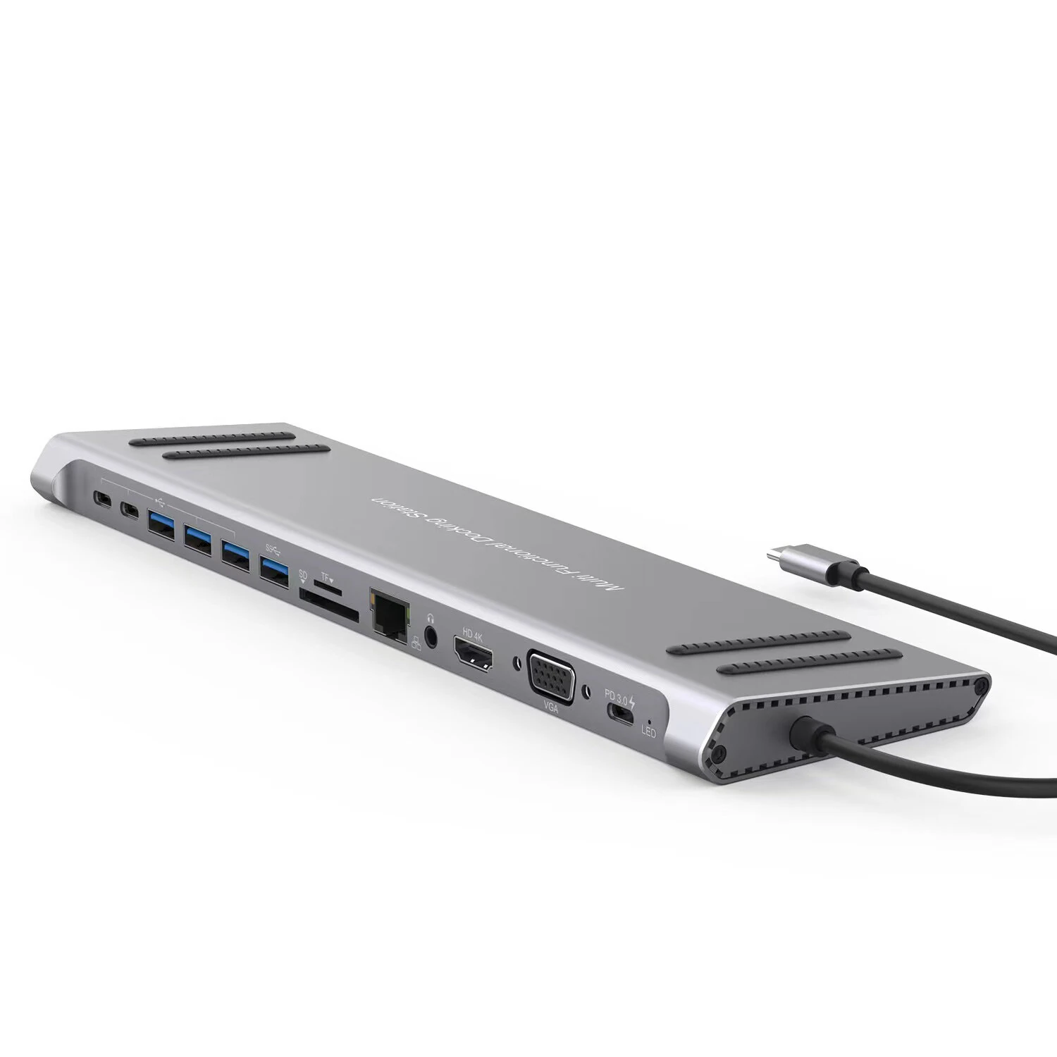 13 in 1 USB C Docking Station Network Hub with VGA PD 3.0 USB-C RJ45 10/100Mbps Laptop Stand for MacBook iPad Surface pro — view 3