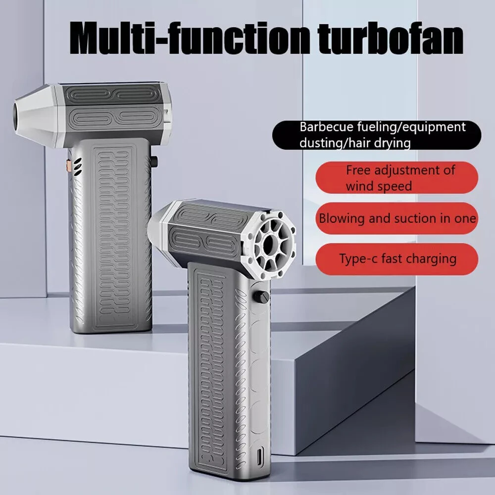 130000RPM  2 In 1 Mini Blower Fan Turbo Jet Fan Brushless Motor Handheld Duct Fan Electric Air Duster Speed Adjustable Cordless Jet Dry Air Blower — view 3