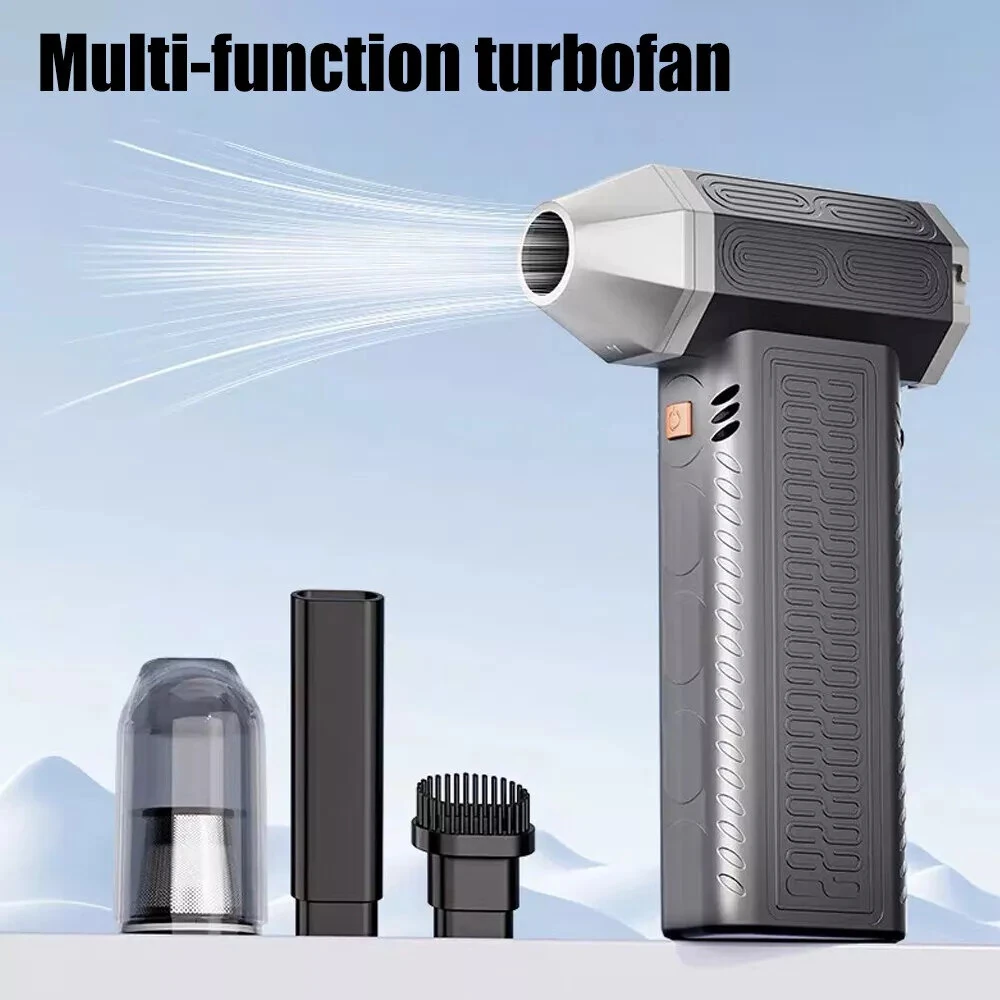 130000RPM  2 In 1 Mini Blower Fan Turbo Jet Fan Brushless Motor Handheld Duct Fan Electric Air Duster Speed Adjustable Cordless Jet Dry Air Blower — view 5