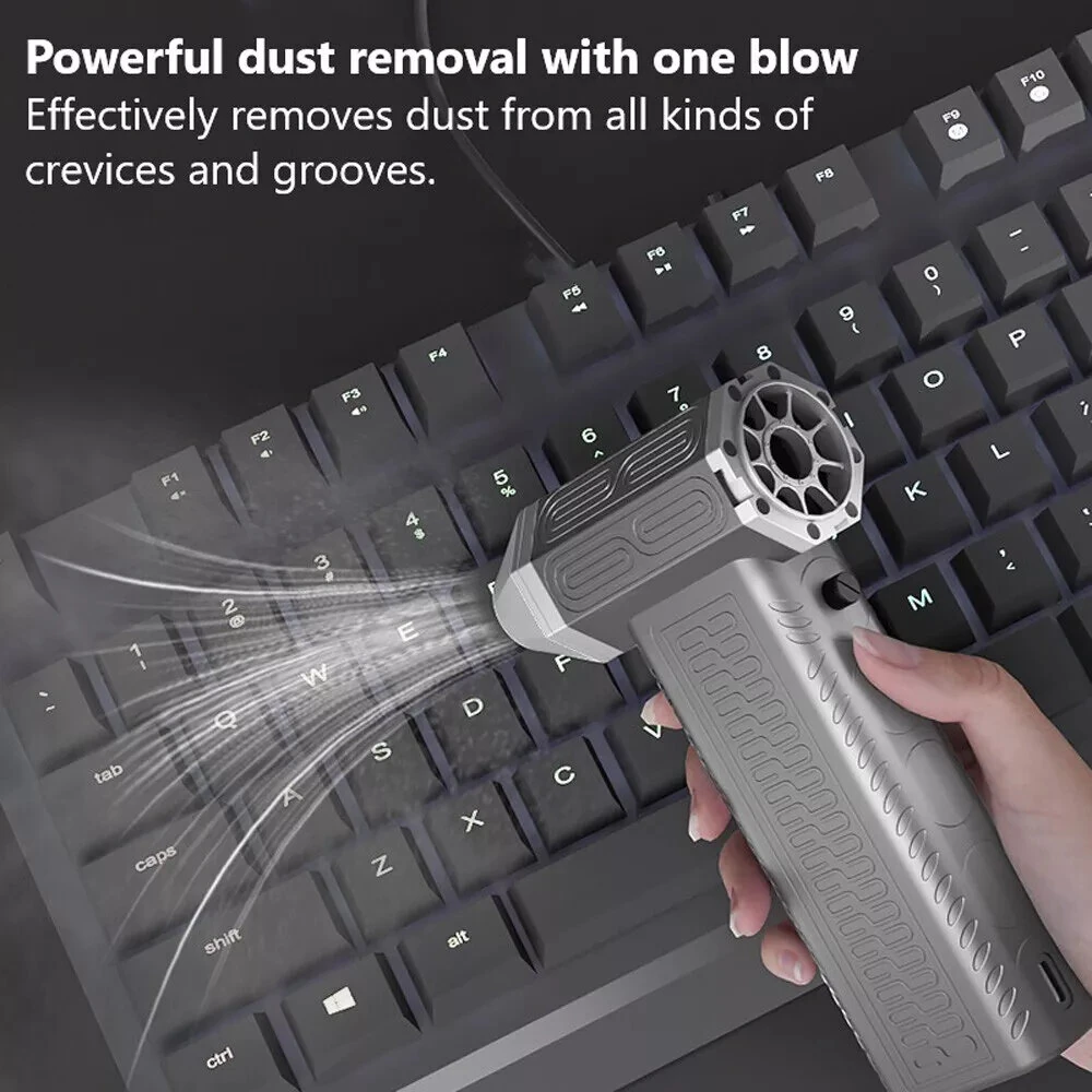 130000RPM  2 In 1 Mini Blower Fan Turbo Jet Fan Brushless Motor Handheld Duct Fan Electric Air Duster Speed Adjustable Cordless Jet Dry Air Blower — view 6