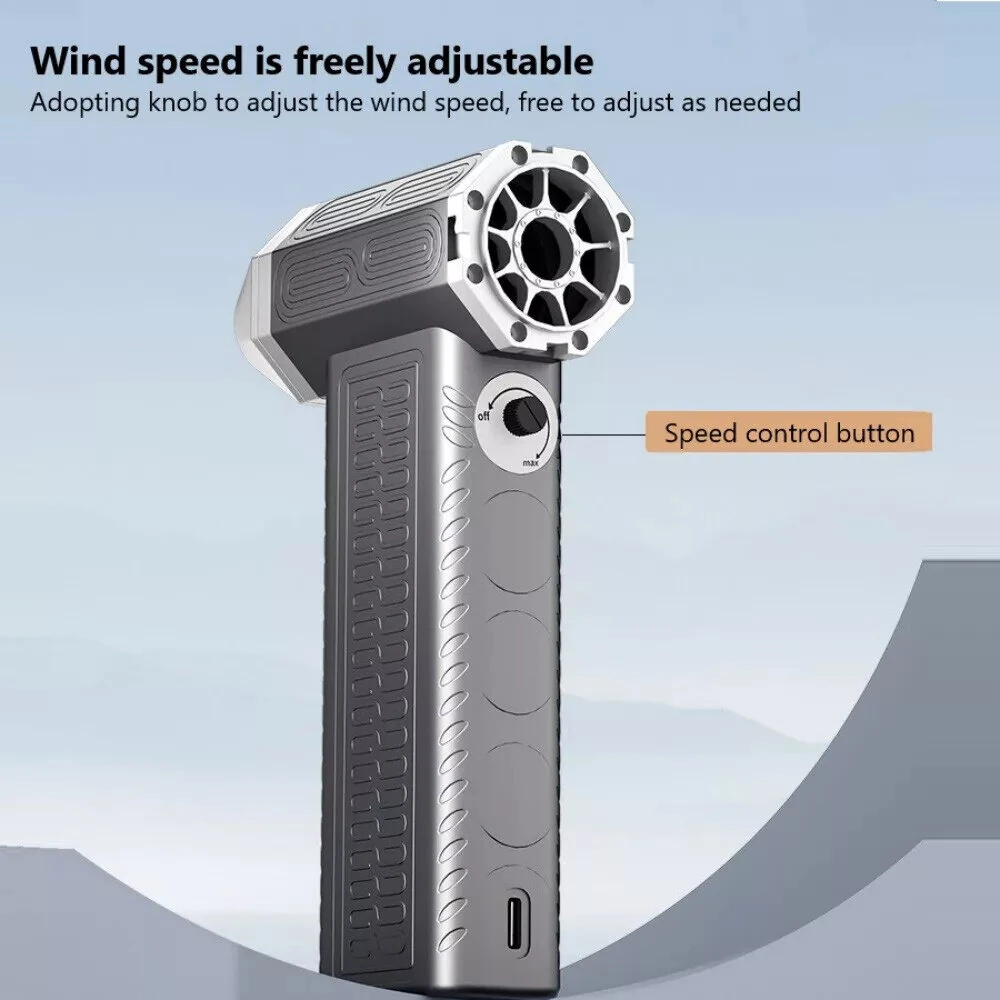 130000RPM  2 In 1 Mini Blower Fan Turbo Jet Fan Brushless Motor Handheld Duct Fan Electric Air Duster Speed Adjustable Cordless Jet Dry Air Blower — view 8