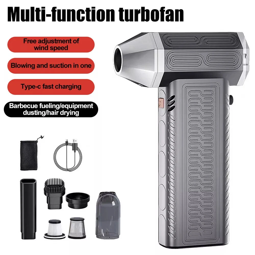 130000RPM  2 In 1 Mini Blower Fan Turbo Jet Fan Brushless Motor Handheld Duct Fan Electric Air Duster Speed Adjustable Cordless Jet Dry Air Blower — view 9