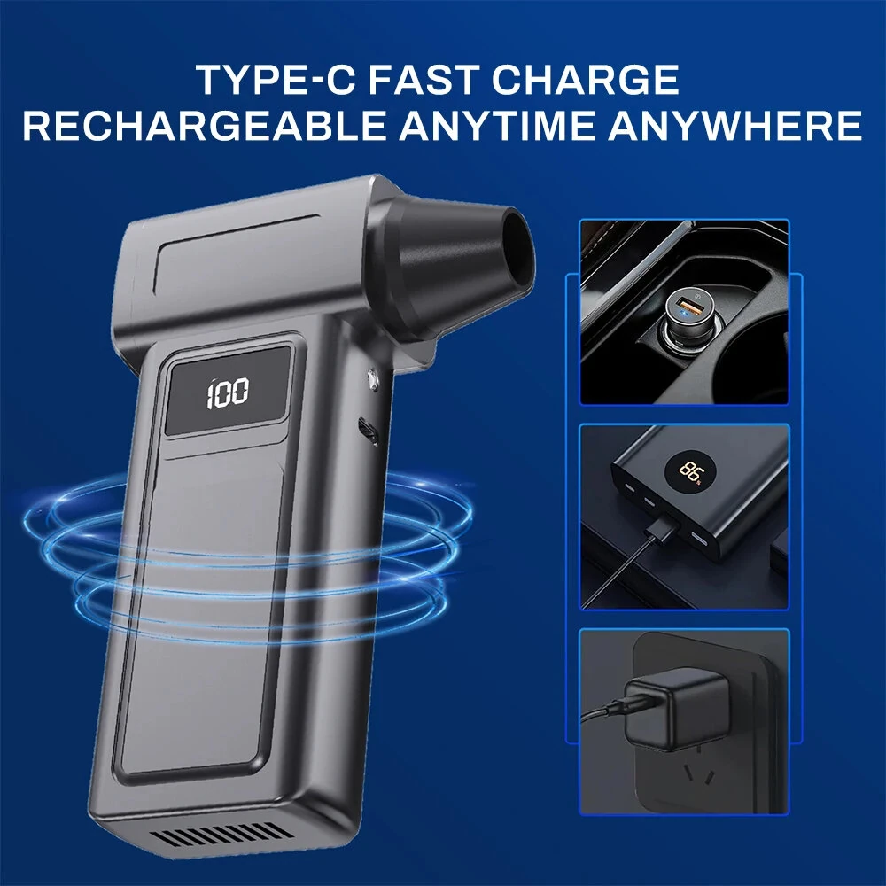 130000RPM Handheld Wireless Brushless Car Vacuum Cleaner with Suction and Blower Function Strong Air Speed Digital Display — view 3