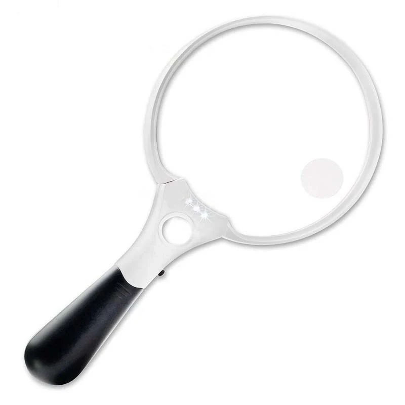137mm Large Handheld Magnifier Magnifying Glass with 3 Led Lights 2X 4X 25X Magnifier Glass Lens for Reading Repair Observation — Pricio