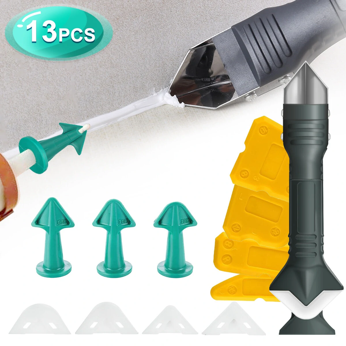 13pc/set Silicone Sealant Remover Caulking Tool Kit with Caulk Remove Sealant Finishing Tool for Bathroom Kitchen Window — view 10