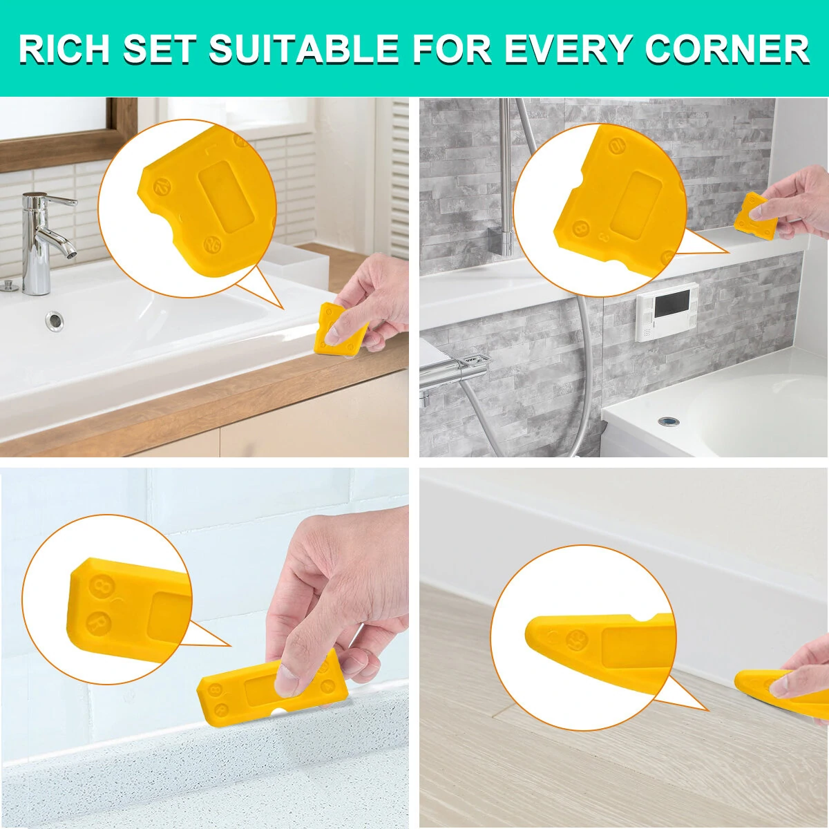 13pc/set Silicone Sealant Remover Caulking Tool Kit with Caulk Remove Sealant Finishing Tool for Bathroom Kitchen Window — view 4