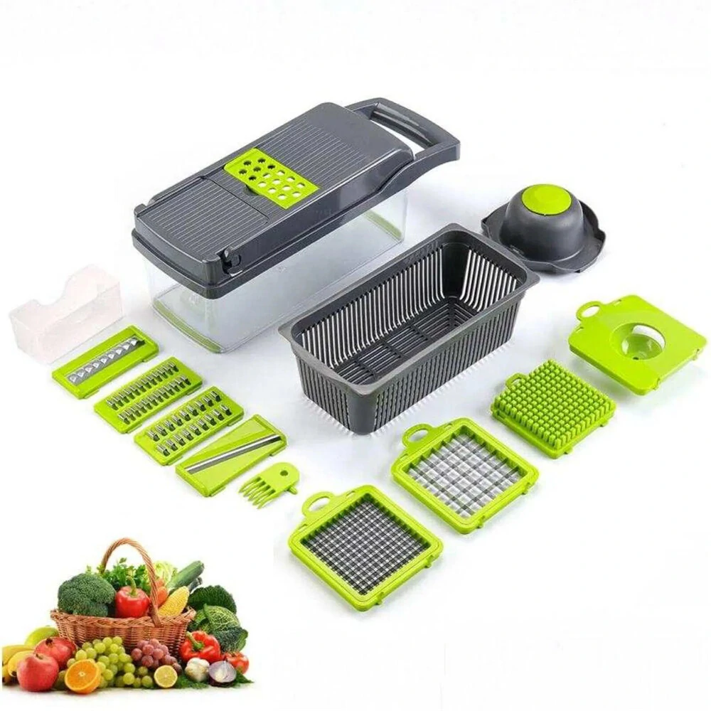 14-in-1 Vegetable Slicer Multifunctional Eco-Friendly Compact Kitchen Tool with Stainless Steel Blades Perfect for Efficient Chopping Shredding Slicing Fruits and Vegetables — view 4