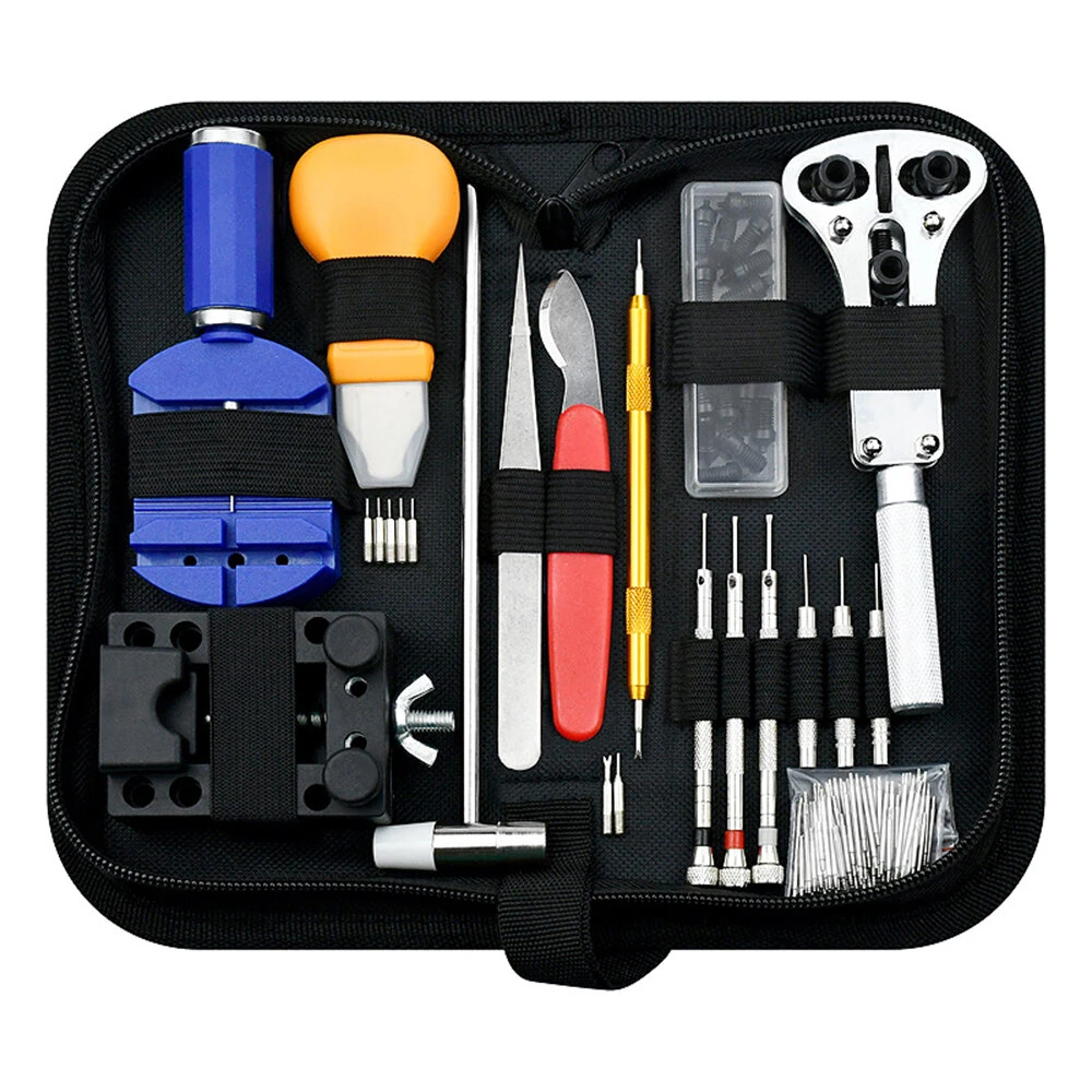 147pcs Watch Repair Tool Kit Watch Link Pin Remover Shell Opener Spring Bar Remover Clock Battery Replacement Strap Needle Set Accessor — image 1