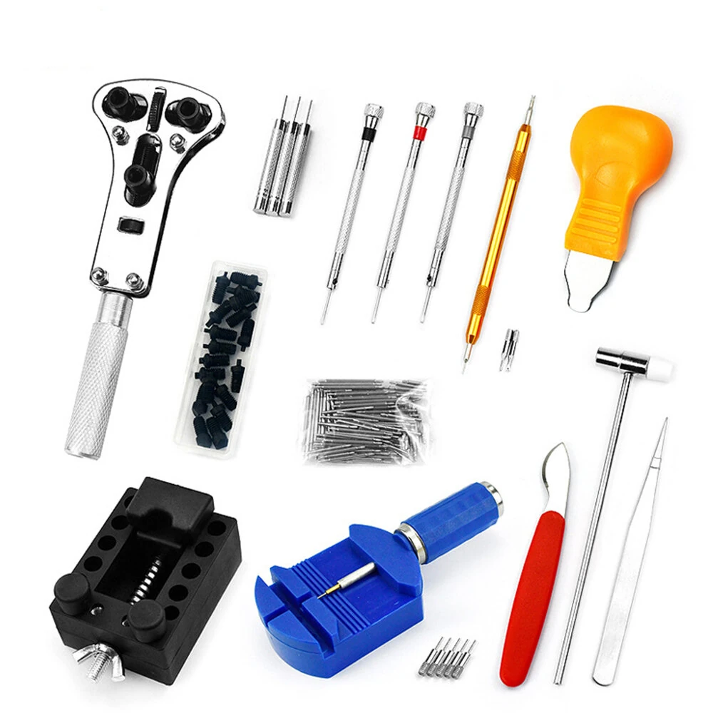 147pcs Watch Repair Tool Kit Watch Link Pin Remover Shell Opener Spring Bar Remover Clock Battery Replacement Strap Needle Set Accessor — view 2