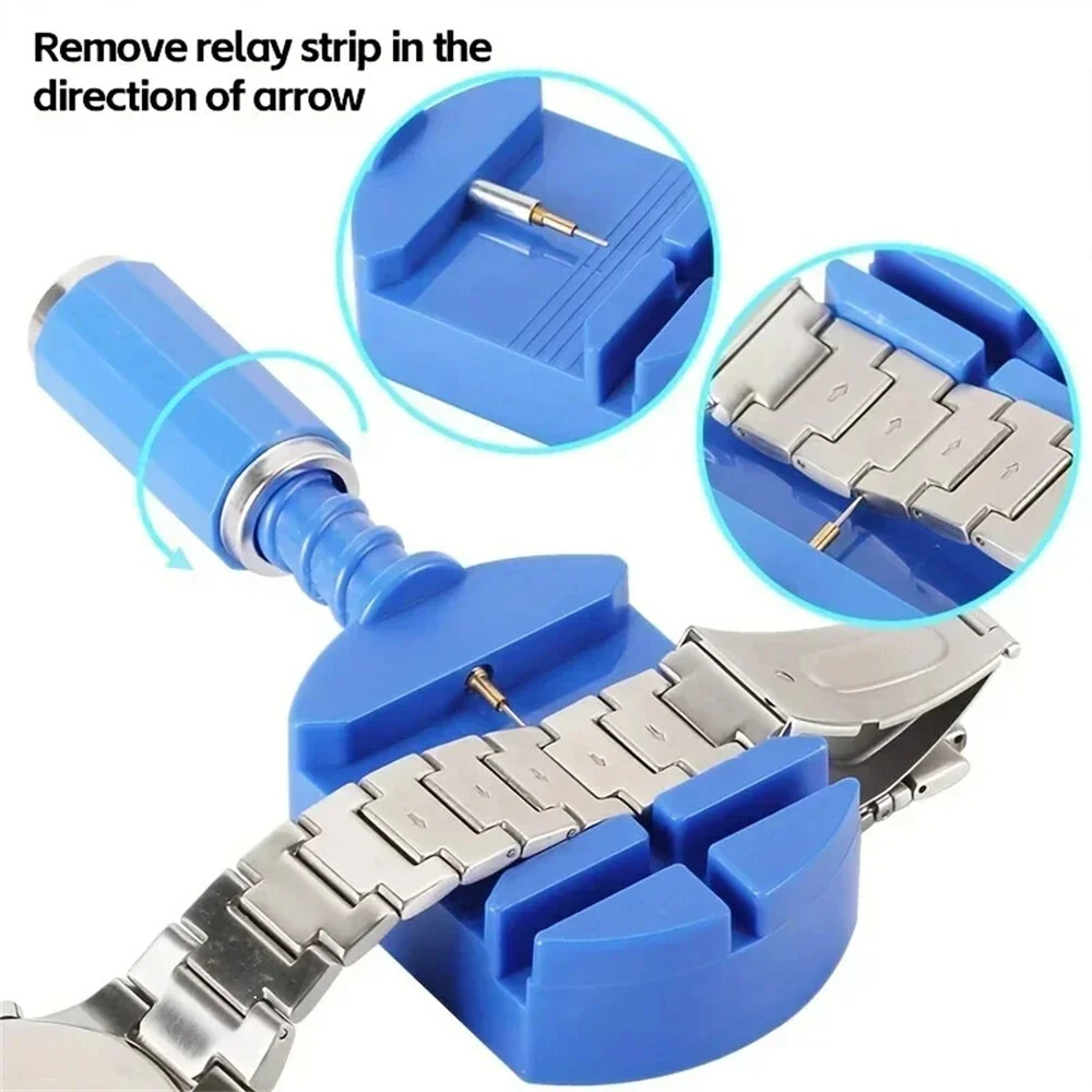 147pcs Watch Repair Tool Kit Watch Link Pin Remover Shell Opener Spring Bar Remover Clock Battery Replacement Strap Needle Set Accessor — view 3