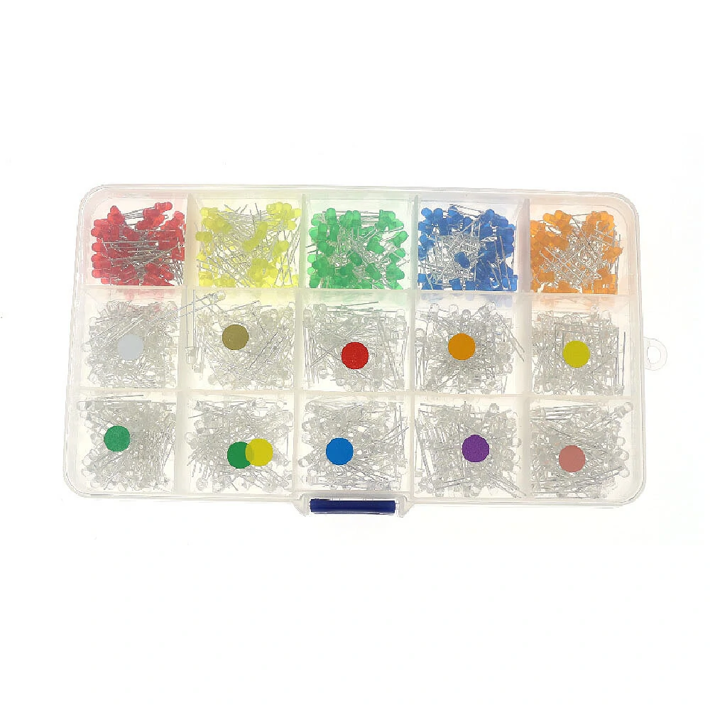 150/300/750PCS 3mm 15 Colors LED Lights Emitting Diodes Assortment Set Kit High Color Rendering Index for Arduino DIY Electronics Starter — view 2