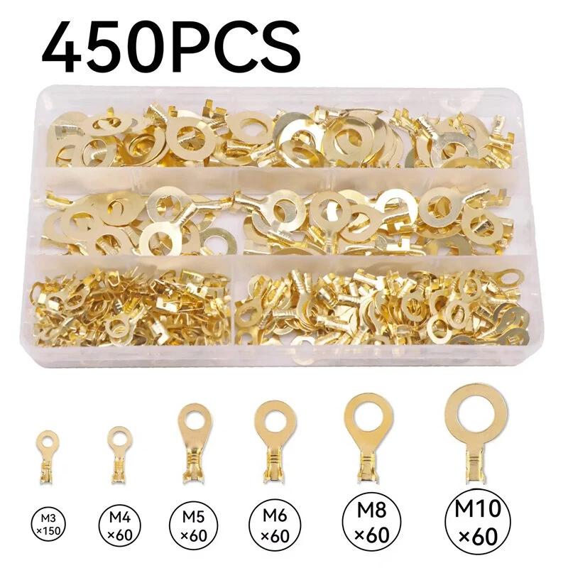 150-540pcs Round Terminal Block Set O-type Lugs Terminals Wire Crimp Connector Cable Terminals Tools Kit M3 M4 M5 M6 M8 M10 — view 4