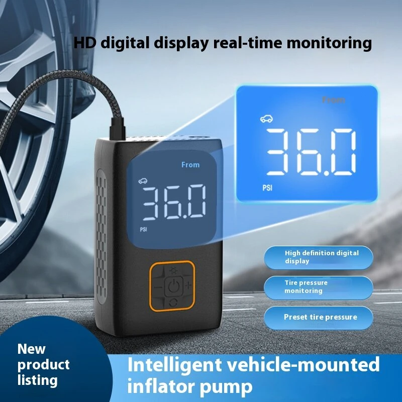 150 PSI Portable Smart Car Air Pump Intelligent Cordless Digital Display Car Tire Inflation Electric Vehicle Tire Air Pump for  Bicycle Bike Ball — view 3